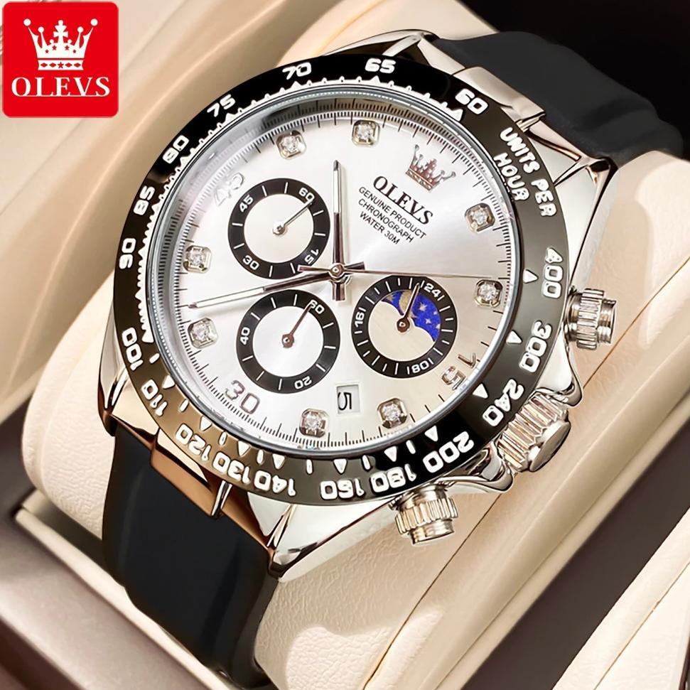 DISKON OLEVS 2875 Jam Tangan Pria Anti Air Original Keren Luxury Chronograph Watch Men Multifungsi T