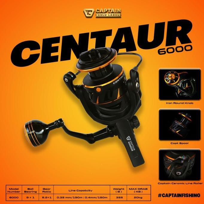 Reel Pancing, Reel Captain CENTAUR G0LD Label X Teben 2000 3000 4000 6000, Max Drag 12, 14, 18, 20kg