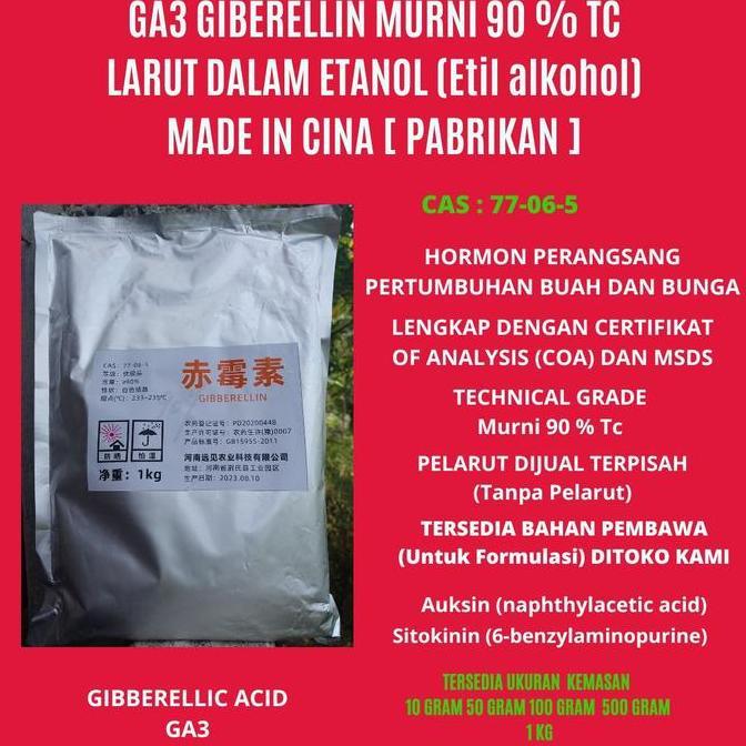 giberelin murni 90% 100 gram,ga3 pupuk buah giberelic acid pupuk bunga