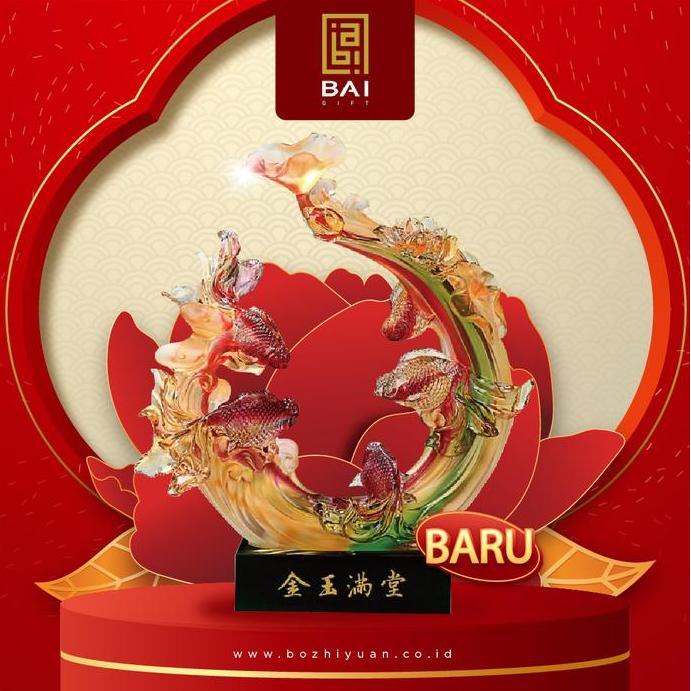 Pajangan Ikan Koi Krystal Ikan Mas Koki Hiasan Dekorasi Rumah Patung Ikan Mas Koi Hadiah Feng Shui