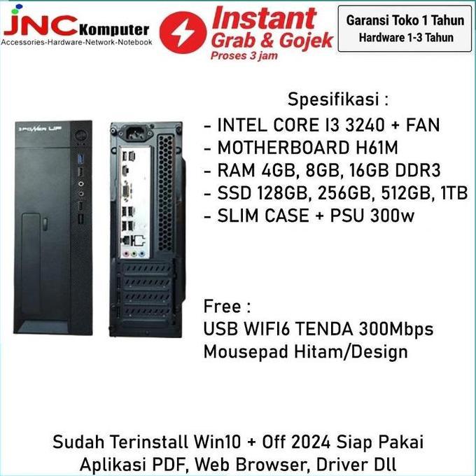 (Best) CPU SLIM Rakitan Intel Core i3-3240 3,4GHz / RAM Up 16gb / SSD Up 1TB - Case Slim