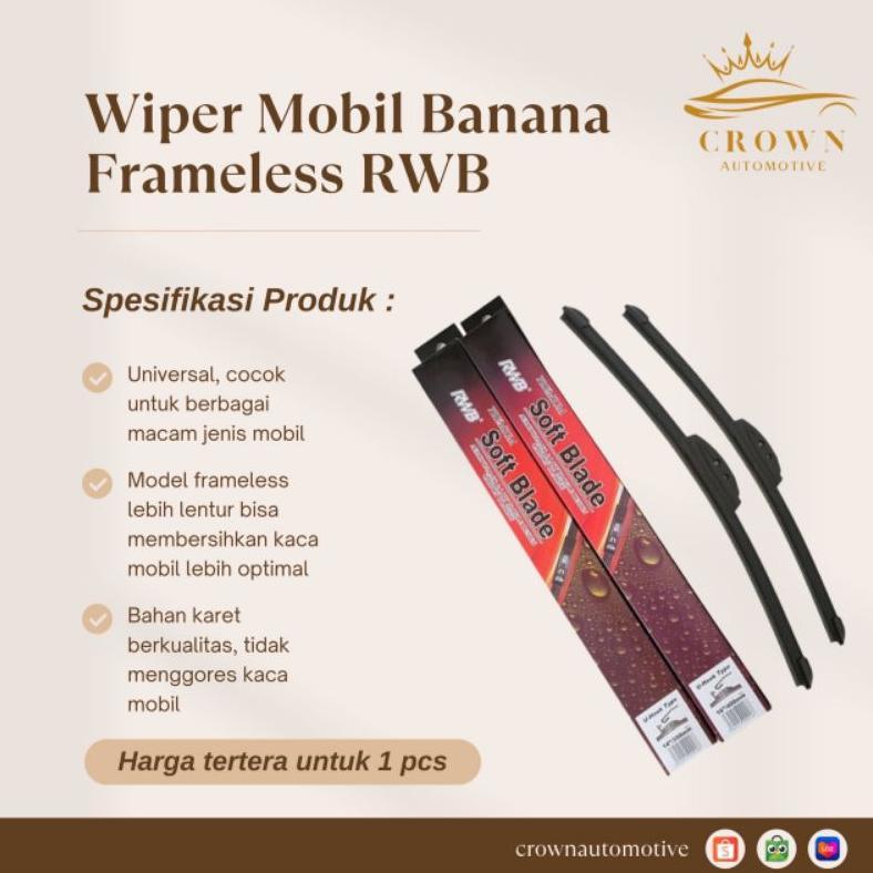Hemat Wiper Mobil Banana Rwb / Wiper Frameless Rwb / Wiper Rwb Softblade