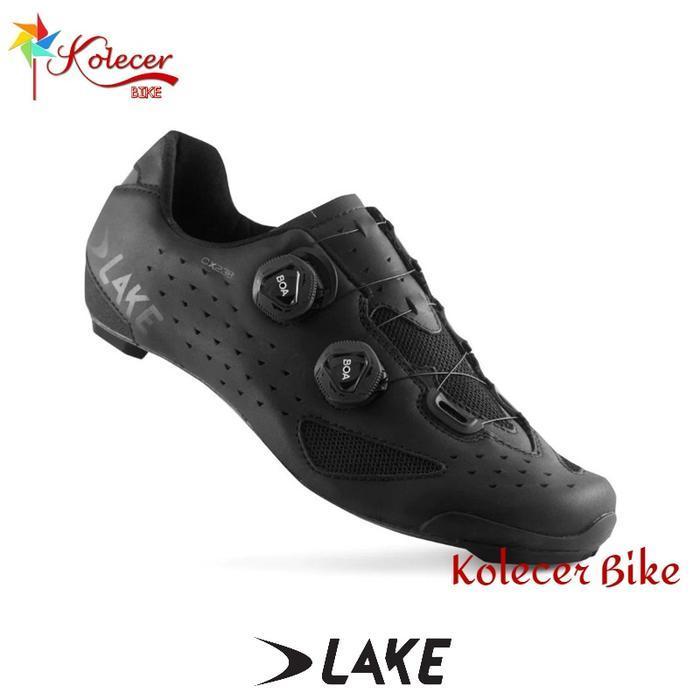 Lake Shoes CX 238 X Wide Road Shoes Sepatu Sepeda Carbon Black Cleat