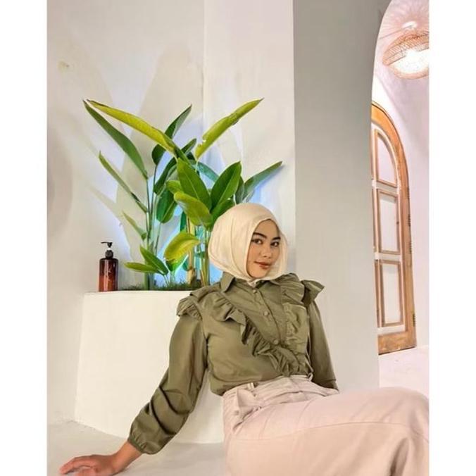 OOTD Mona Blouse korean style Ruffle Wanita  Baju Atasan OOTD