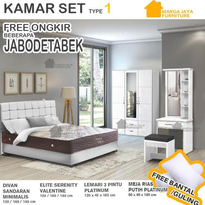 [ Al Faj ] Kamar Set Elite Serenity Valentine Lemari Meja Rias Minimalis Ranjang