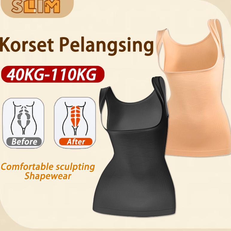 EZRA - Korset Pelangsing Wanita Jumbo Seamless Tanktop Bra Panjang Korset Pengecil Mengencangkan Per