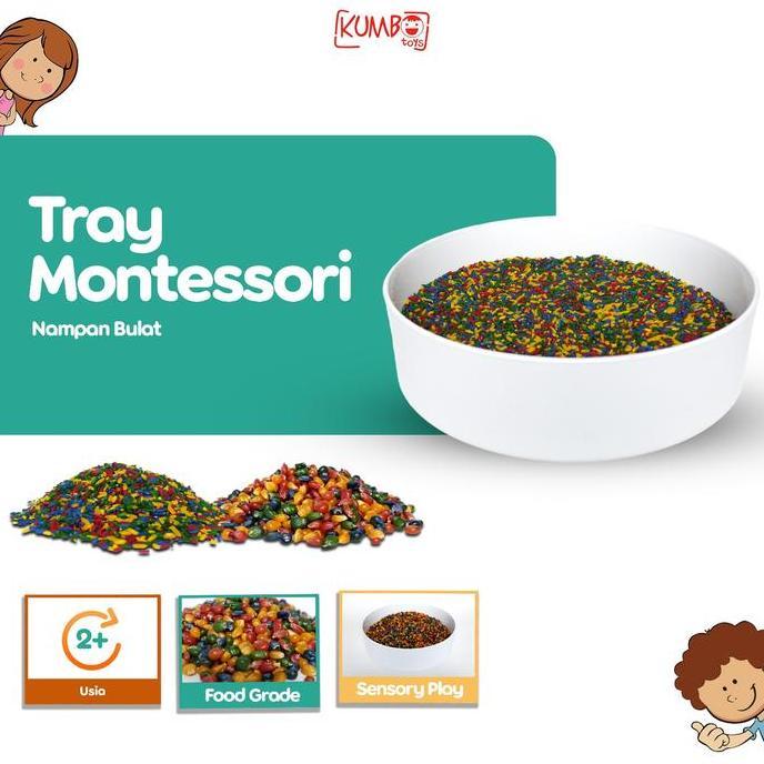 Tray Montessori Sensory Tray Nampan Bermain Anak Bulat Putih Toys