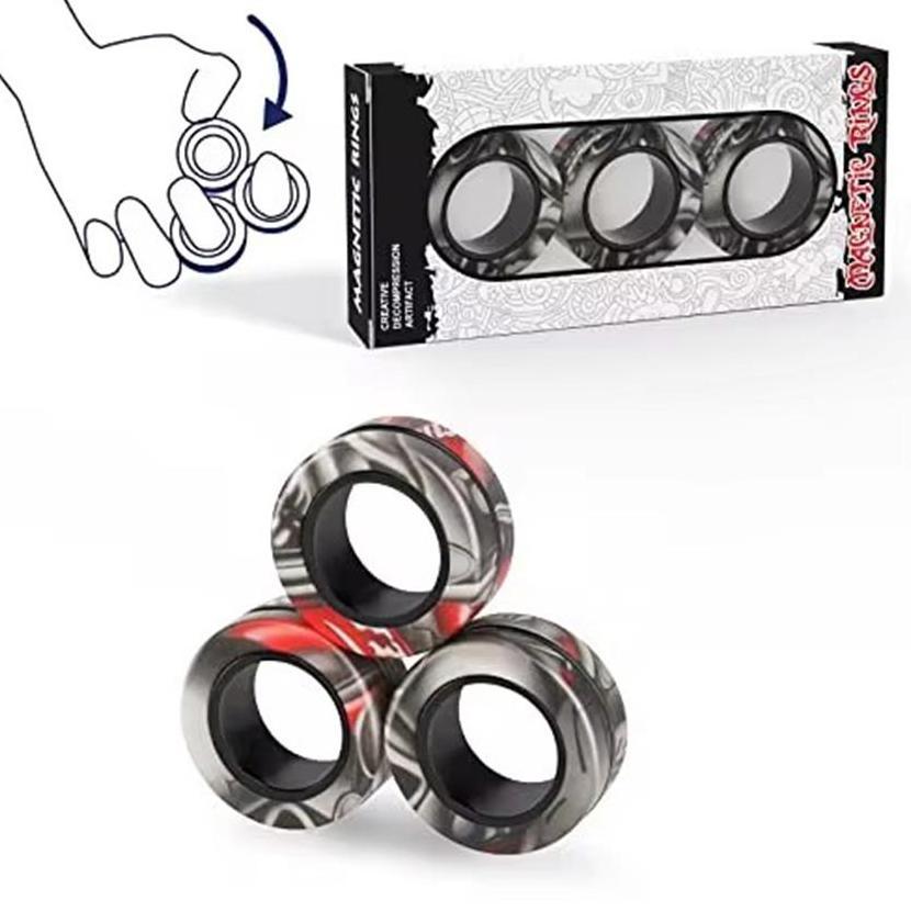 New Arrival 3Pcs Finger Fidget Spinner Ring Magnet Anti Stress / Mainan Anak Magnetic Fidget Spinner