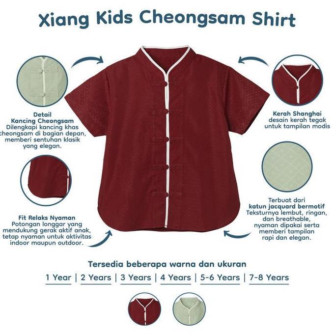 Pilihan - Nice Kids - Xiang Kids Cheongsam Shirt 1-8 Tahun Atasan Kemeja Anak Laki-Laki