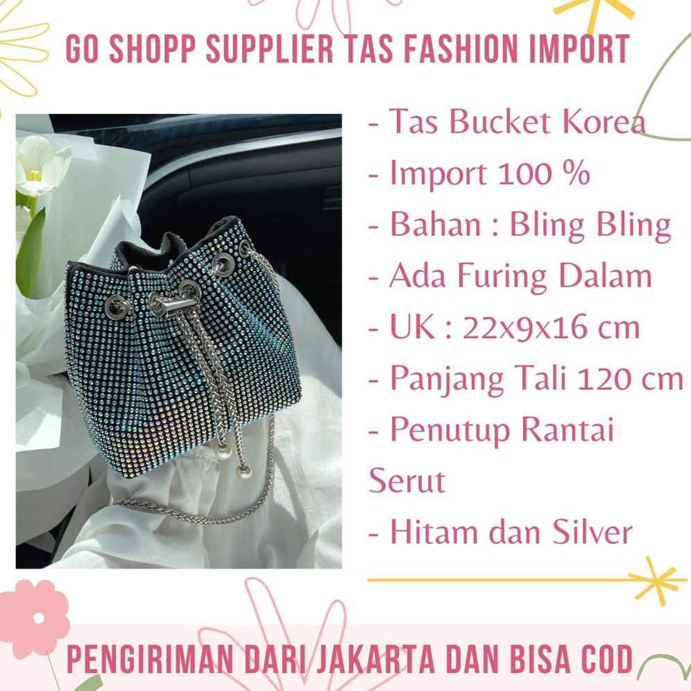 Discount Bucket Bag Wanita Import - Tas Selempang Wanita Bling Bling Import Terbaru Fashion Korea - 