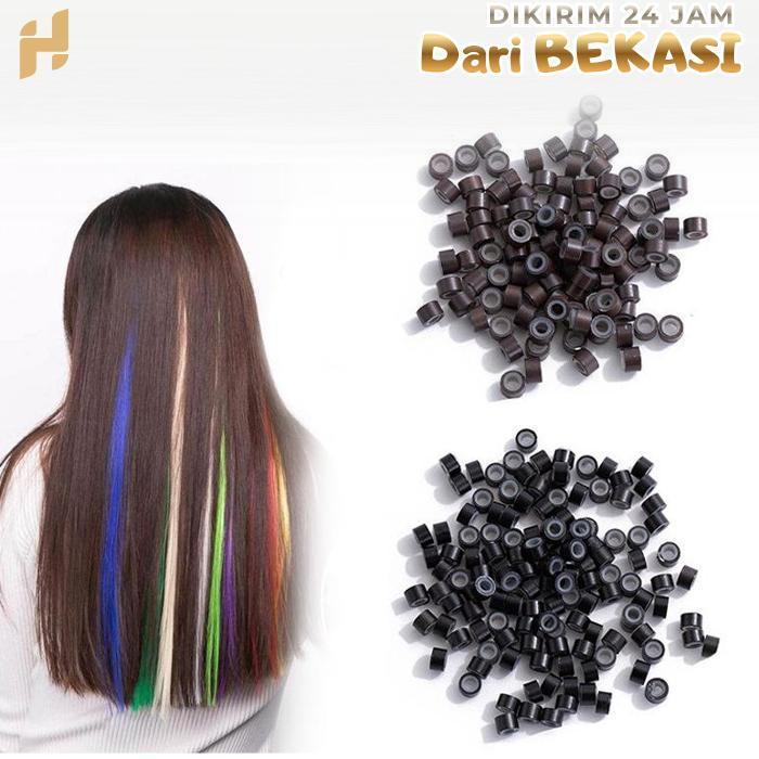 Isi 500 Ring Extension Rambut Bahan Silikon Ring Rambut Ring Sambung Rambut Drat Jumbo