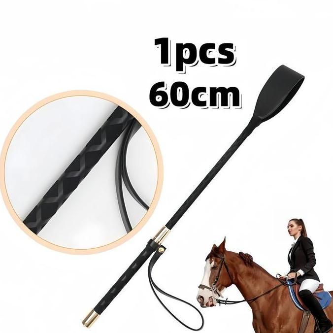 KEYMAZ Pecut Kuda 60cm Kulit PU Premium - Cambuk Berkuda Lightweight, Handle Anti Slip untuk Berkuda