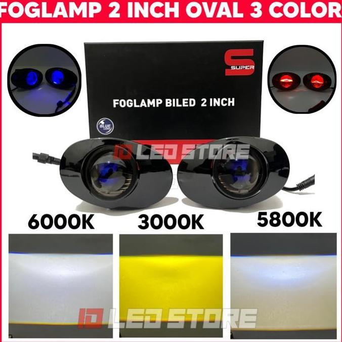 BILED Foglamp 2 inch 3 Warna Devil Eye Breket Oval 2 Inch Foglamp Brio Jazz Mobilio