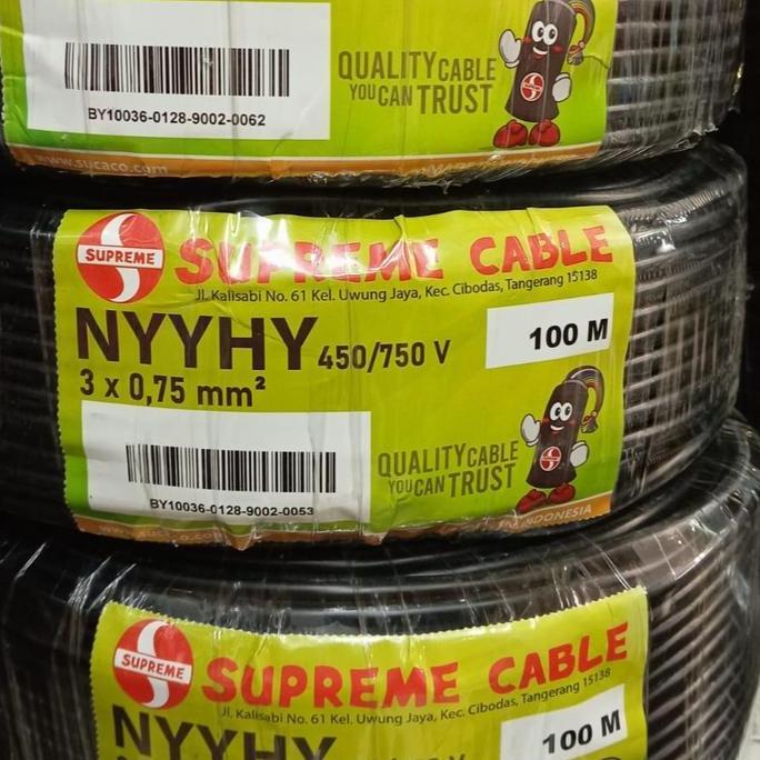 Promo SUPREME Kabel Serabut isi 3 NYYHY 3X0,75mm SUPREME @50Mtr NYYHY 3x0,75 3x0.75 mm NYYHY 3x0.75m