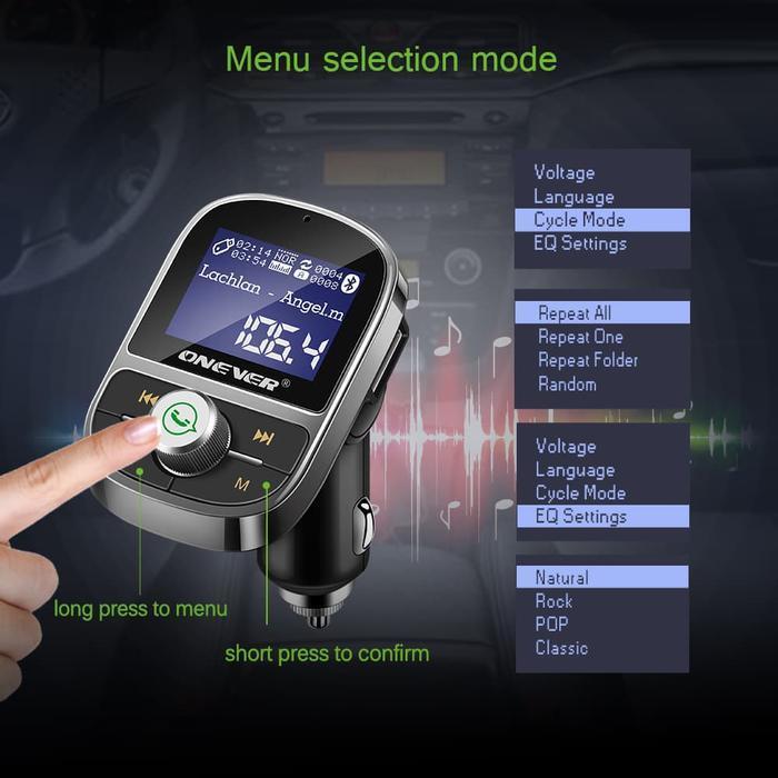ONEVER HY92 FM MODULATOR BLUETOOTH 4.1 HANDS-FREE CAR KIT W3.A CHARGER ORIGINAL DAN TERPERCAYA