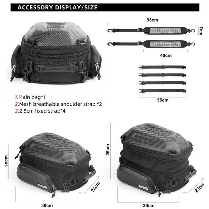 Murah Tas Motor Belakang Rhinowalk Mtr4001 Hard Shell Tailbag Motorcycle 12-18L Waterproof