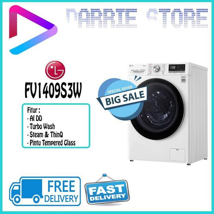 (Best) LG FV1409S3W MESIN CUCI FRONT LOADING 9 KG FV-1409S3W FV1409 1409S3W