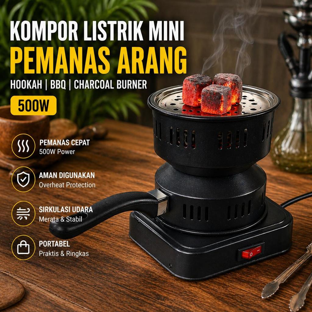 JZ Kompor Listrik Mini Pemanas Arang Hookah BBQ Charcoal Burner 500W - ZD-A016