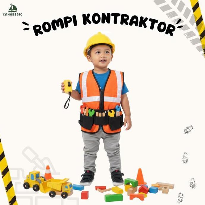 Baju Profesi Anak Kontraktor Kostum Rompi Pekerja Proyek