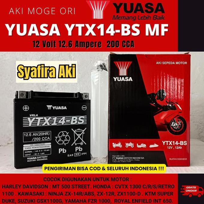 AKI MOTOR GEDE YUASA YTX14-BS YTX14BS MOGE