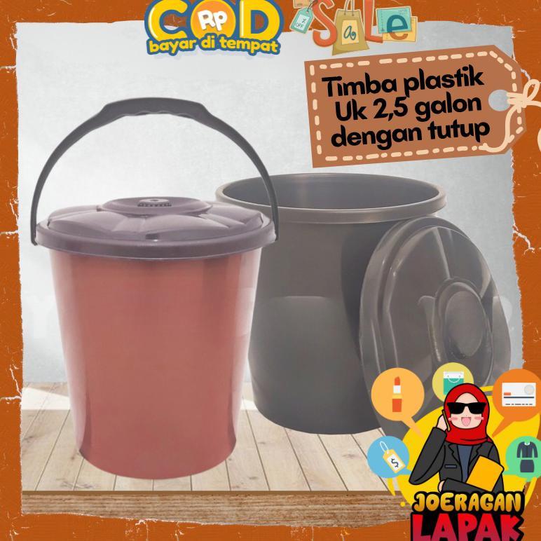 TIMBA EMBER AIR TUTUP GAGANG PLASTIK MURAH CUCI BAJU BAHAN TEBAL HITAM COKLAT