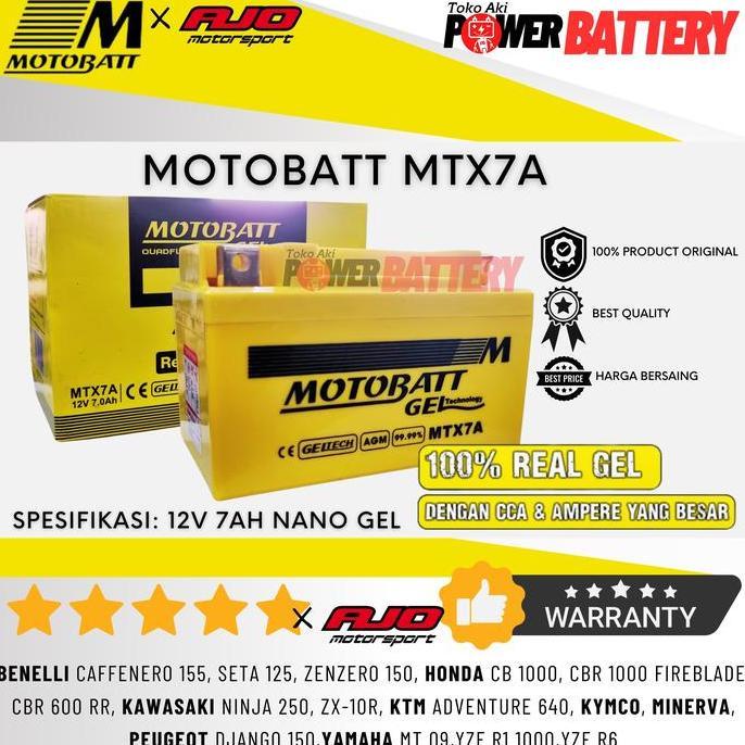 Aki Motor Motobatt MTX7A MTX 7A YTX9 Kawasaki Ninja 250 ZX Minerva