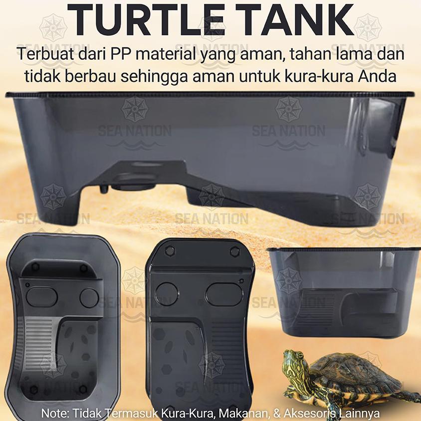 Kandang Turtle Size L Xl Tank Bak Ember Rumah Vivarium Aquarium Kura Reptile Tempat Basking Torto Ku