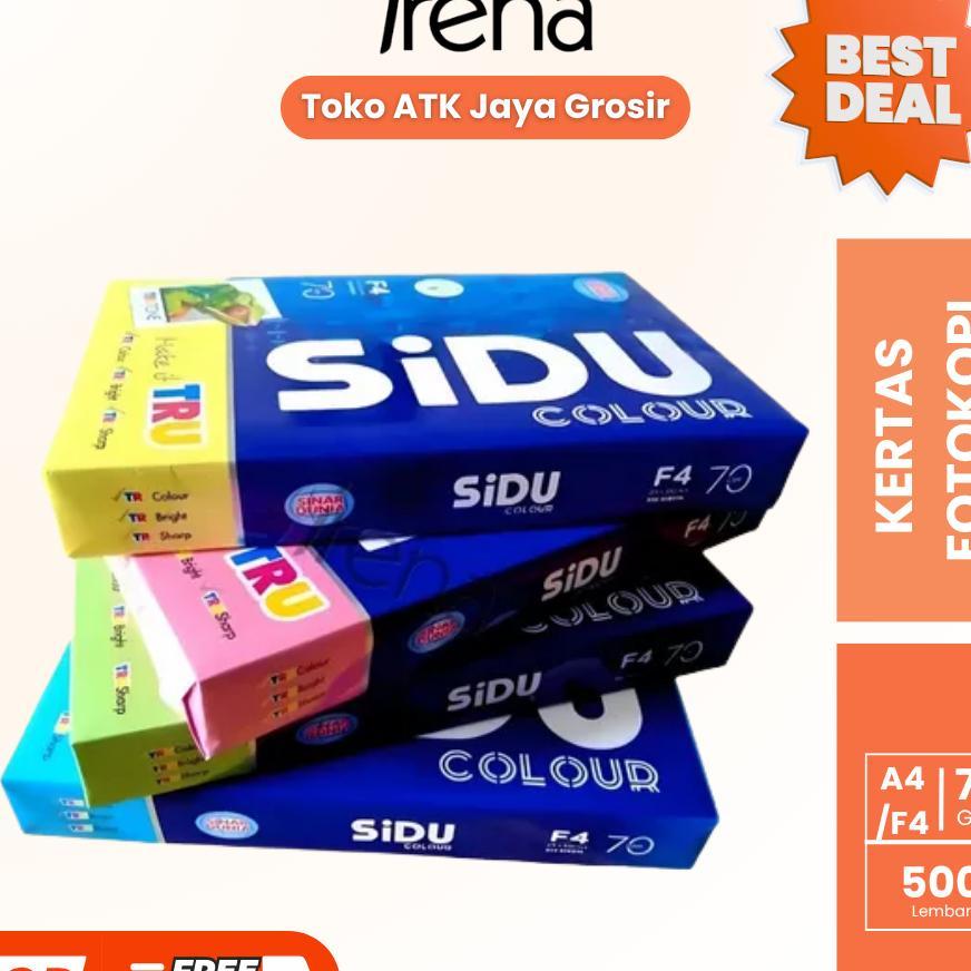 Sidu Kertas Hvs Warna A4 F4 70Gsm Kertas Print Fotocopy Berwarna