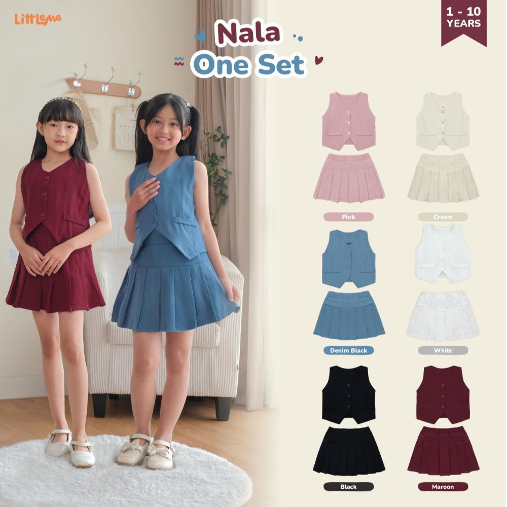 Little Me - Setelan Nala Set Baju Rok Celana Anak Perempuan Korean Style Semiwool 1-10 Tahun