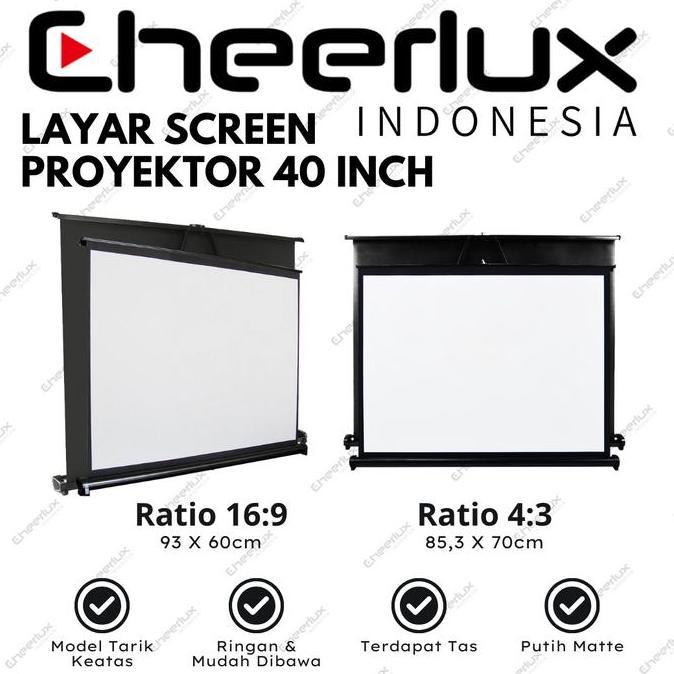 Layar Proyektor Lipat 40 Inch | Table Screen Projector 40" Portable