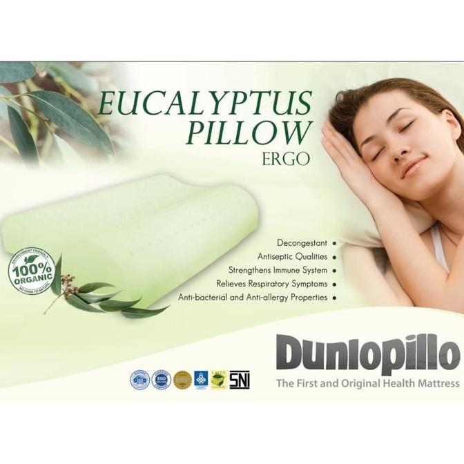 Promo Dunlopillo Bantal Latex Ergo Eucalyptus Kayu Putih Anti Bakteri 100% Natural Latex 60x40x11cm 