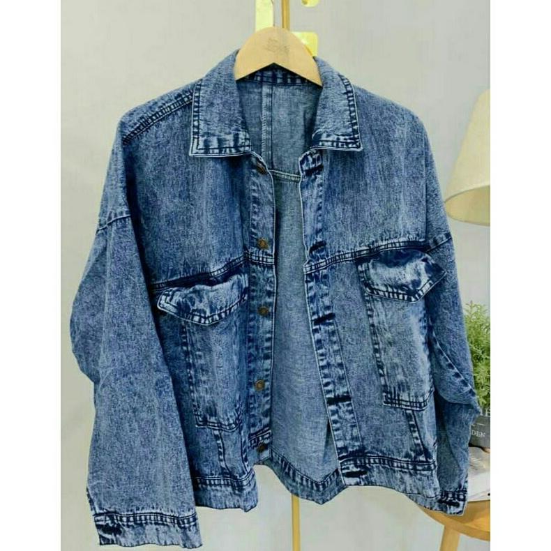 BEST SALE Jaket Jeans jumbo Wanita Oversize Jumbo Alma Jaket Bigsize Ld 130