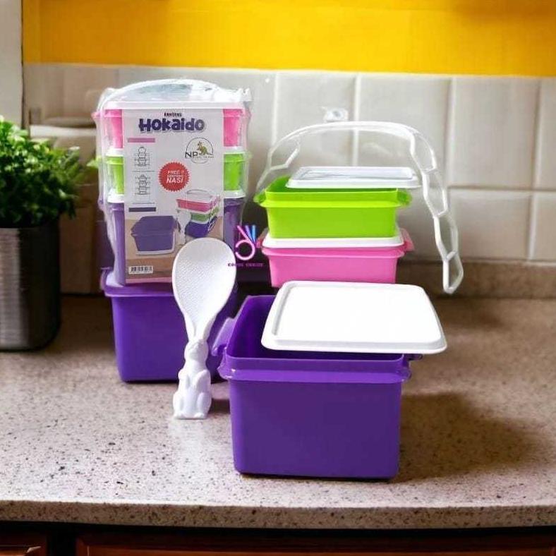 BEST SALE RANTANG HOKAIDO SUSUN 3 / LUNCH BOX KATERING BEKAL ANAK SEKOLAH