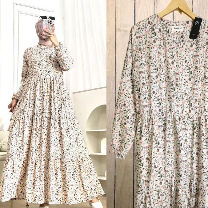 Arsy- Gamis/Dress Sakura Jumbo Rayon Diamond Ld 110/120 Gamis Hitam Muslim Motif Karet Lembut Nyaman