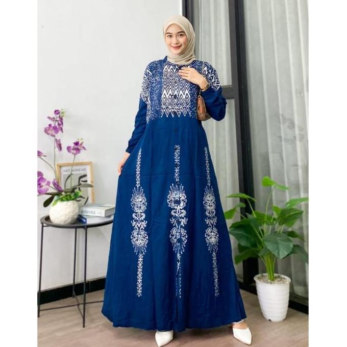 Arsy- Naya Batik - Gamis Twill Berkualitas Cap Malaman Motif Garis Bukan Sablon Dress Muslim Nita Bu
