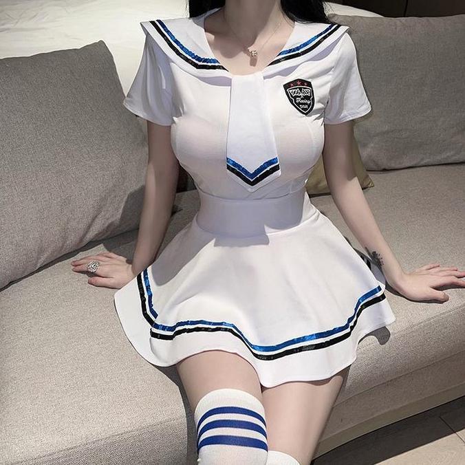 Cosplay Wanita big Size Set seragam Kostum Cosplay Pelaut A5160 Lingerie