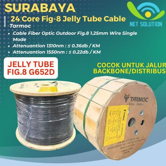 Tarmoc TCB-24C1STJ-G652D-1KM  | Fiber Optic Cable G652D Fig-8 Jelly Tube 24 Core 1000m Kabel FO 24C 