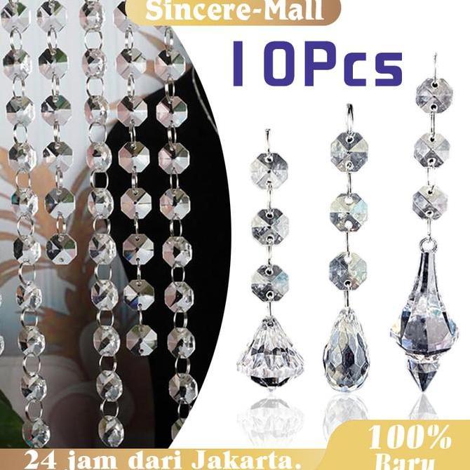 PARANE Isi10 Tirai Manik Kristal Akrilik Tirai Manik Kristal Kaca Tirai Crystal Mengkilap