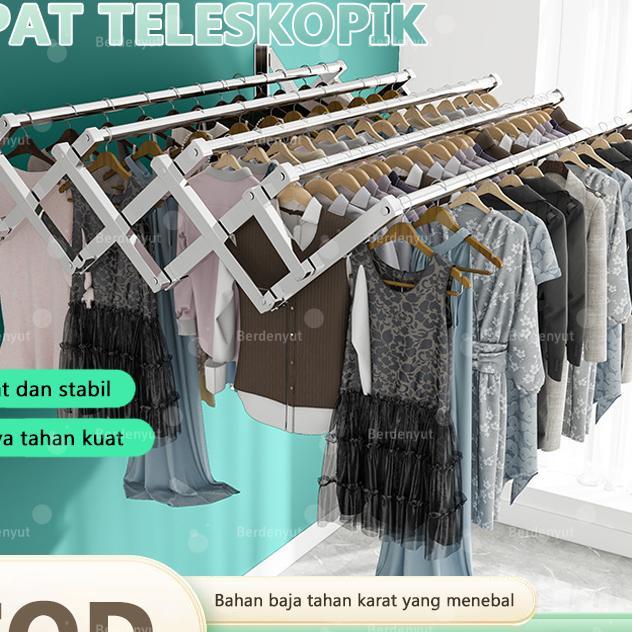 Jemuran Dinding Stainless Steel Jemuran Baju Tempel Dinding Lipat Jemuran Tempel Dinding Multilayer 