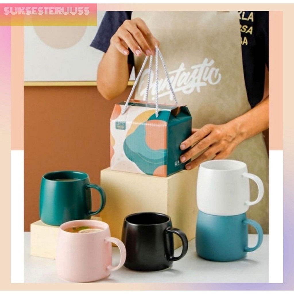 Gelas Keramik Mug Keramik Daily Mug Colorfull / FREE SENDOK