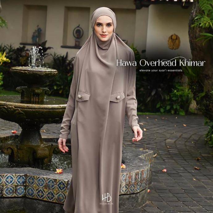 Hijaberlin - Hawa Overhead Khimar Dress Wood - Gamis Syari Umroh Haji Premium