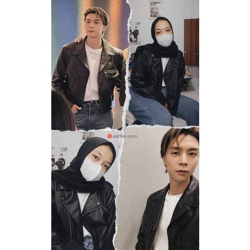 HOT PRODUCT JNK X LATI - JAKET SEMI KULIT SINTETIS VIENA PREMIUM CROP TOP WOMEN BLACK HITAM FAUX SYN