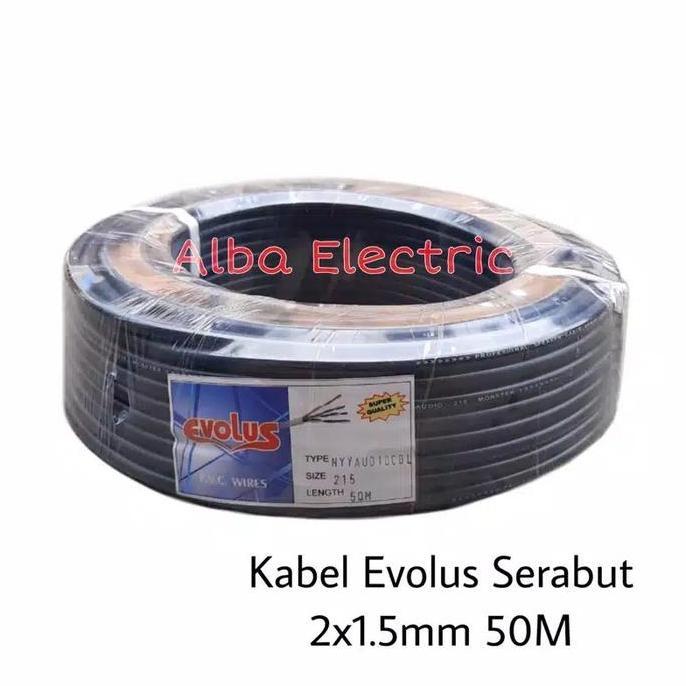 KABEL LISTRIK SERABUT 2x1.5 mm NYYHYO EVOLUS KABEL SERABUT HITAM 2x1,5