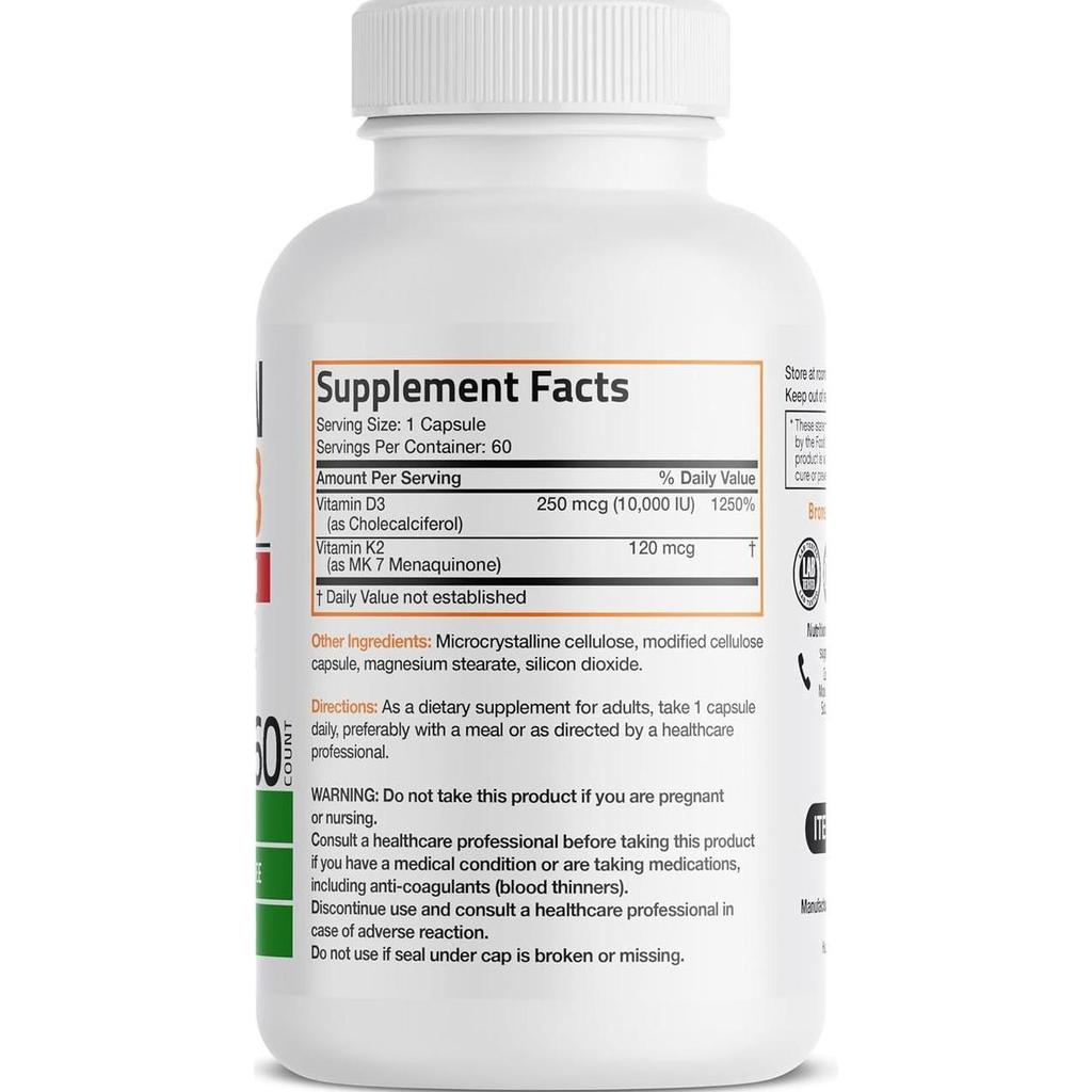 Fit- Bronson Vitamin K2 Mk-7 Plus Vitamin D3 Extra Strength