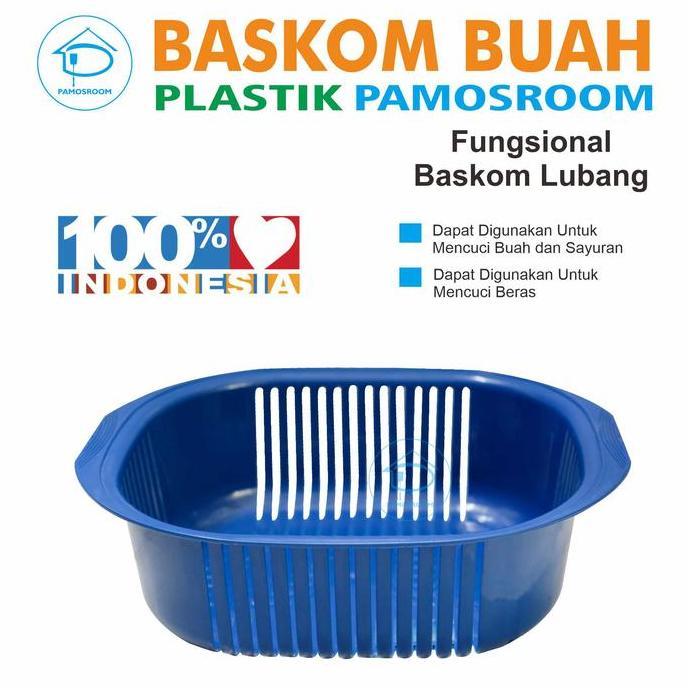 Pamosroom Baskom Lubang Plastik Tebal Baskom Cuci Sayur Buah Daging