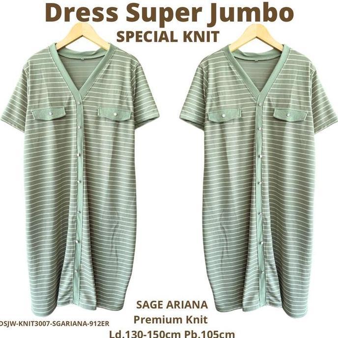 Dress Wanita Jumbo Kekinian Knit Ld 130cm Melar Sampai Ld 150cm Adem Tidak Menerawang