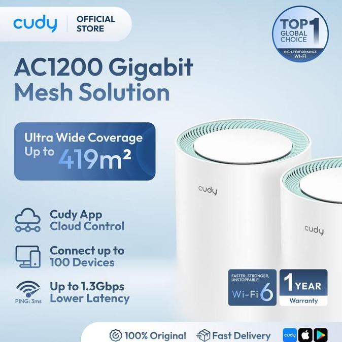 CUDY M1300 3 PACK MESH WIFI AC1200 ROUTER GIGABIT PORT MURAH
