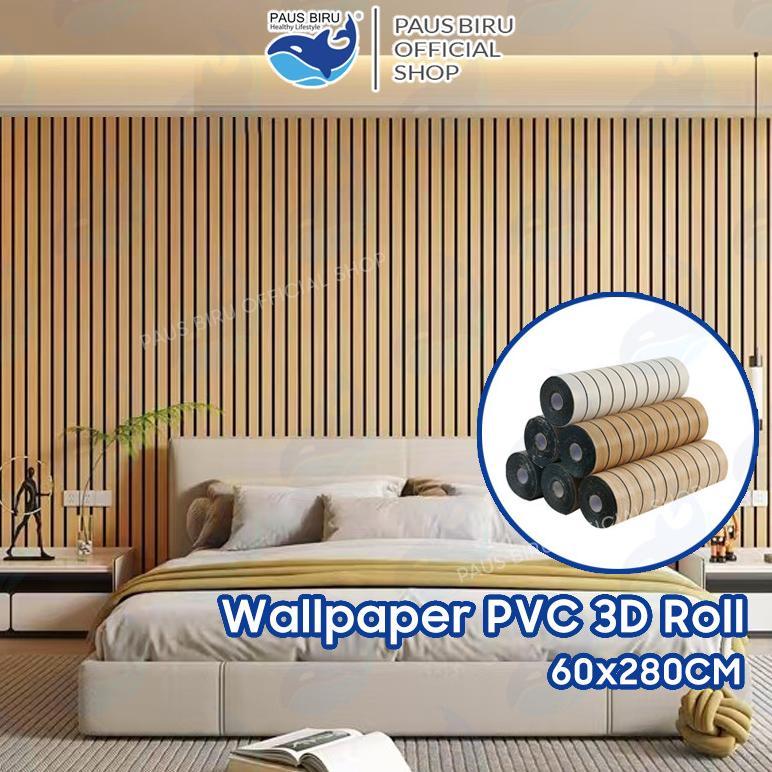 Jamin Murah Paus Biru - Wallpaper Sticker Wall Panel Pvc Foam Premium Woodpanel 60X280Cm Dekorasi Di