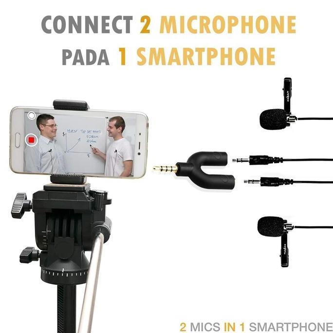 Promo Splitter 2 Microphones Mic To Mic Audio Adapter Dua Dual Mikrofon Cod