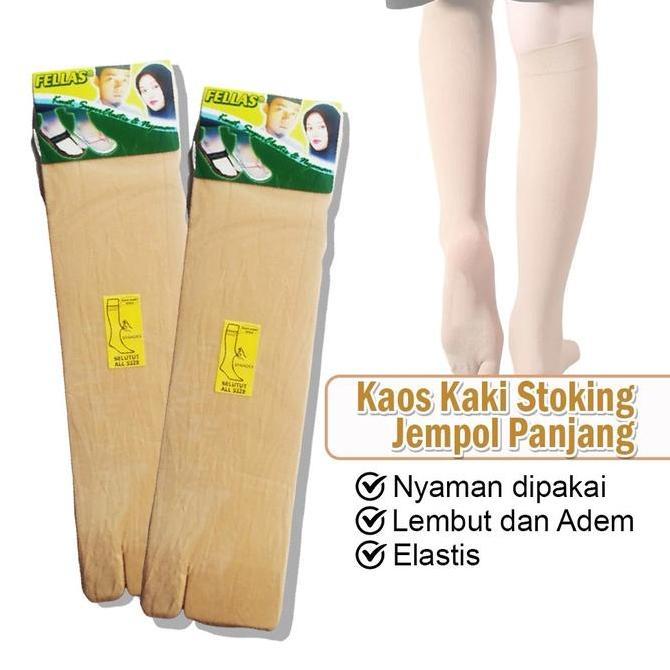 Stoking Jempol Pria Wanita Selutut Kaos Kaki Kulit Nude Muslimah Transparan Stocking Panjang Elastis